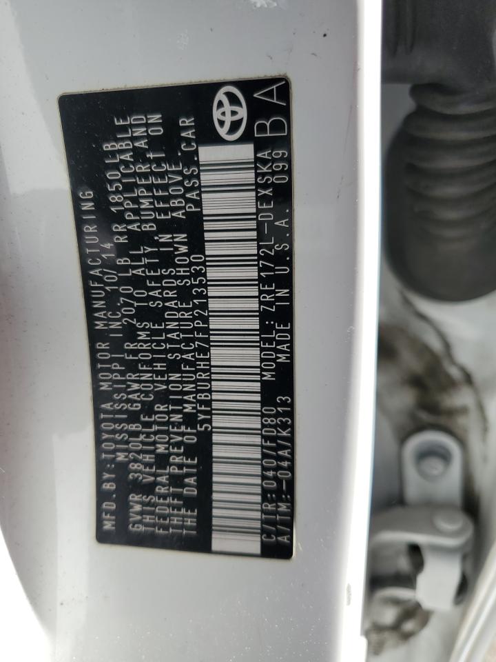 2015 Toyota Corolla VIN 5YFBURHE7FP213530 Copart auction photo, rear end damage thumbnail 13