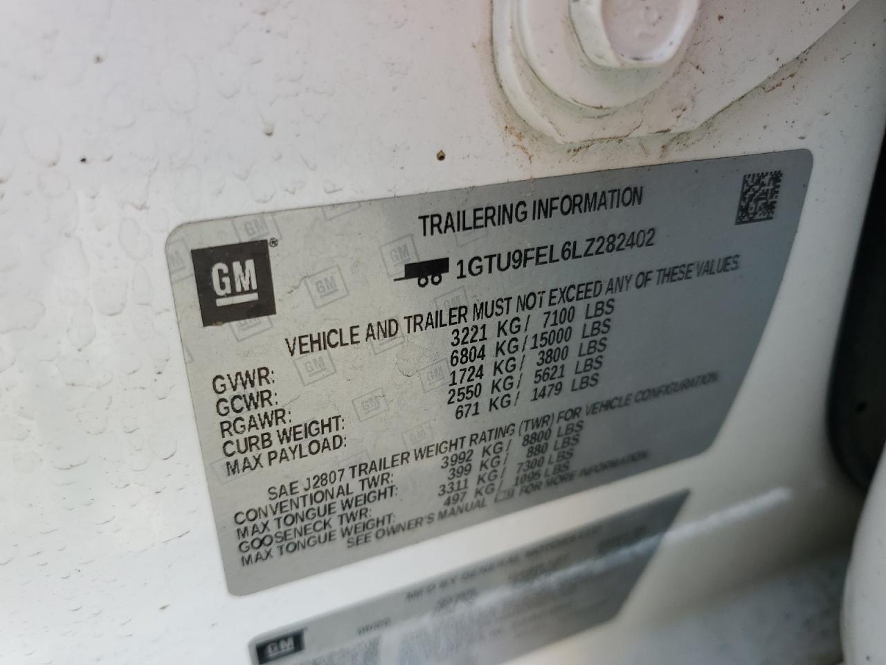 2020 GMC Sierra VIN 1GTU9FEL6LZ282402 Copart auction photo, all over damage thumbnail 13