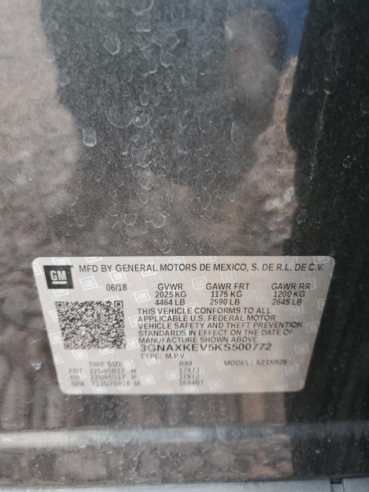 2019 Chevrolet Equinox VIN 3GNAXKEV5KS500772 Copart auction photo, front end damage thumbnail 14