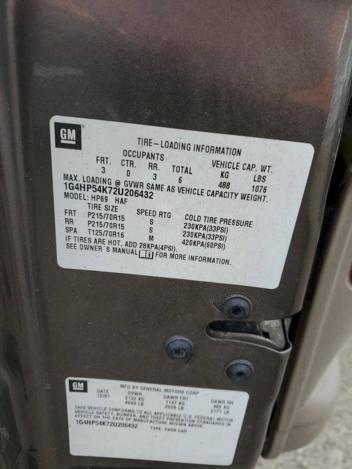 2002 Buick LeSabre VIN 1G4HP54K72U206432 Copart auction photo, all over damage thumbnail 14