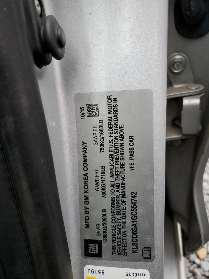 2016 Chevrolet Spark VIN KL8CD6SA1GC554742 Copart auction photo, front end / minor dent/scratches damage thumbnail 13