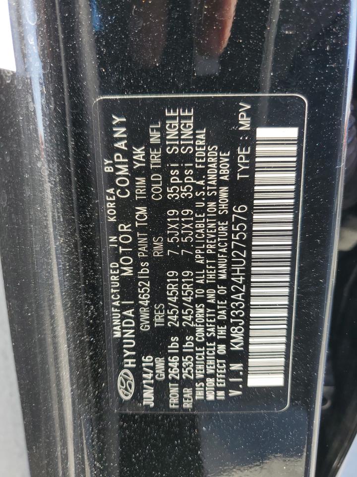 2017 Hyundai Tucson VIN KM8J33A24HU275576 Copart auction photo, front end damage thumbnail 14
