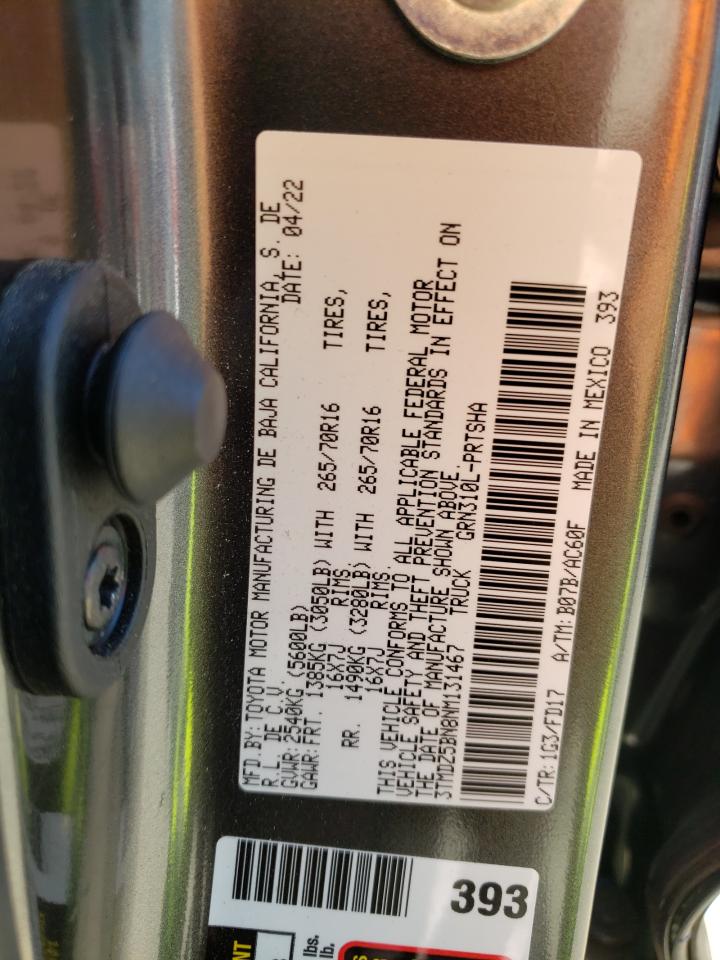 2022 Toyota Tacoma VIN 3TMDZ5BN8NM131467 Copart auction photo, rear end damage thumbnail 13