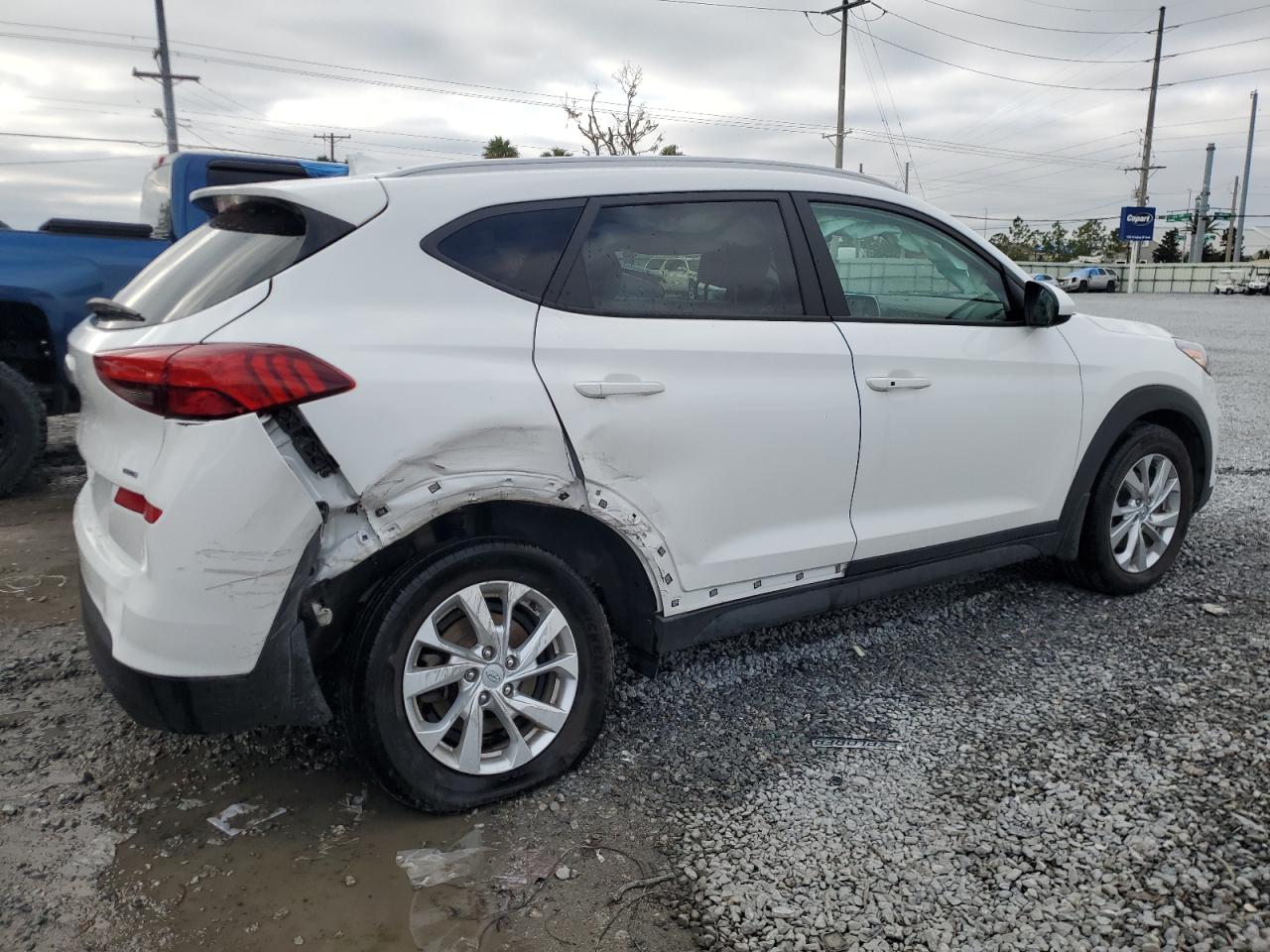 2021 Hyundai Tucson VIN KM8J3CA4XMU304560 Copart auction photo, rear end / side damage thumbnail 3