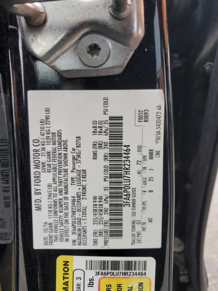 2017 Ford Fusion VIN 3FA6P0LU7HR234464 Copart auction photo, all over damage thumbnail 12
