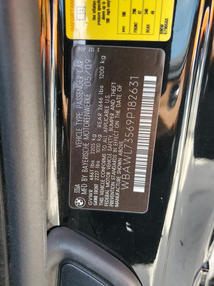 2009 BMW 3er VIN WBAWL73569P182631 Copart auction photo, front end damage thumbnail 12