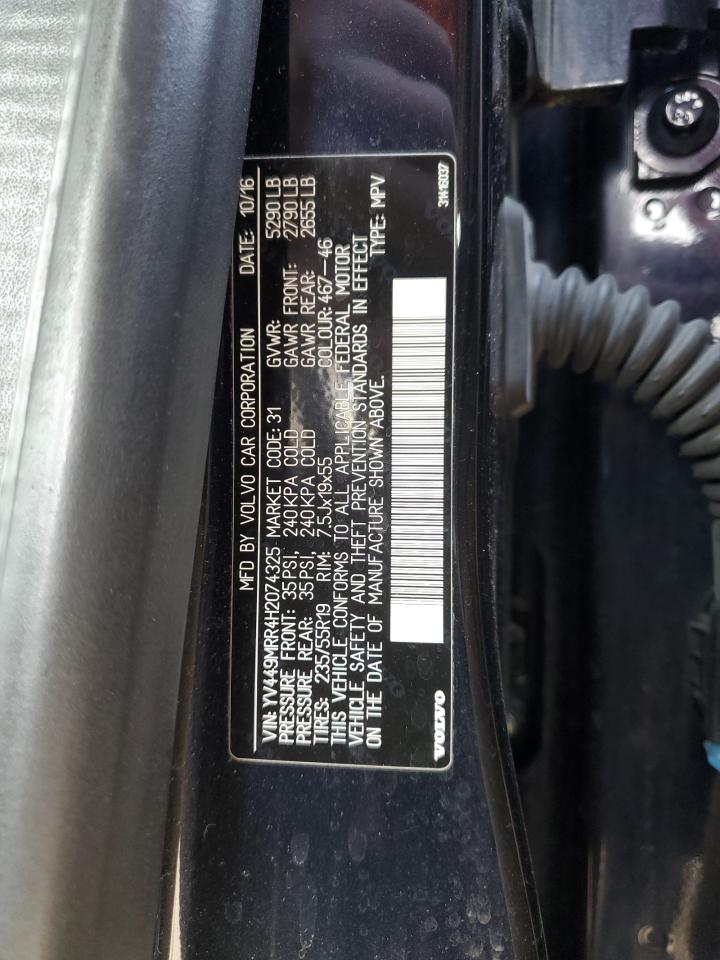 2017 Volvo XC60 VIN YV449MRR4H2074325 Copart auction photo, front end / minor dent/scratches damage thumbnail 13