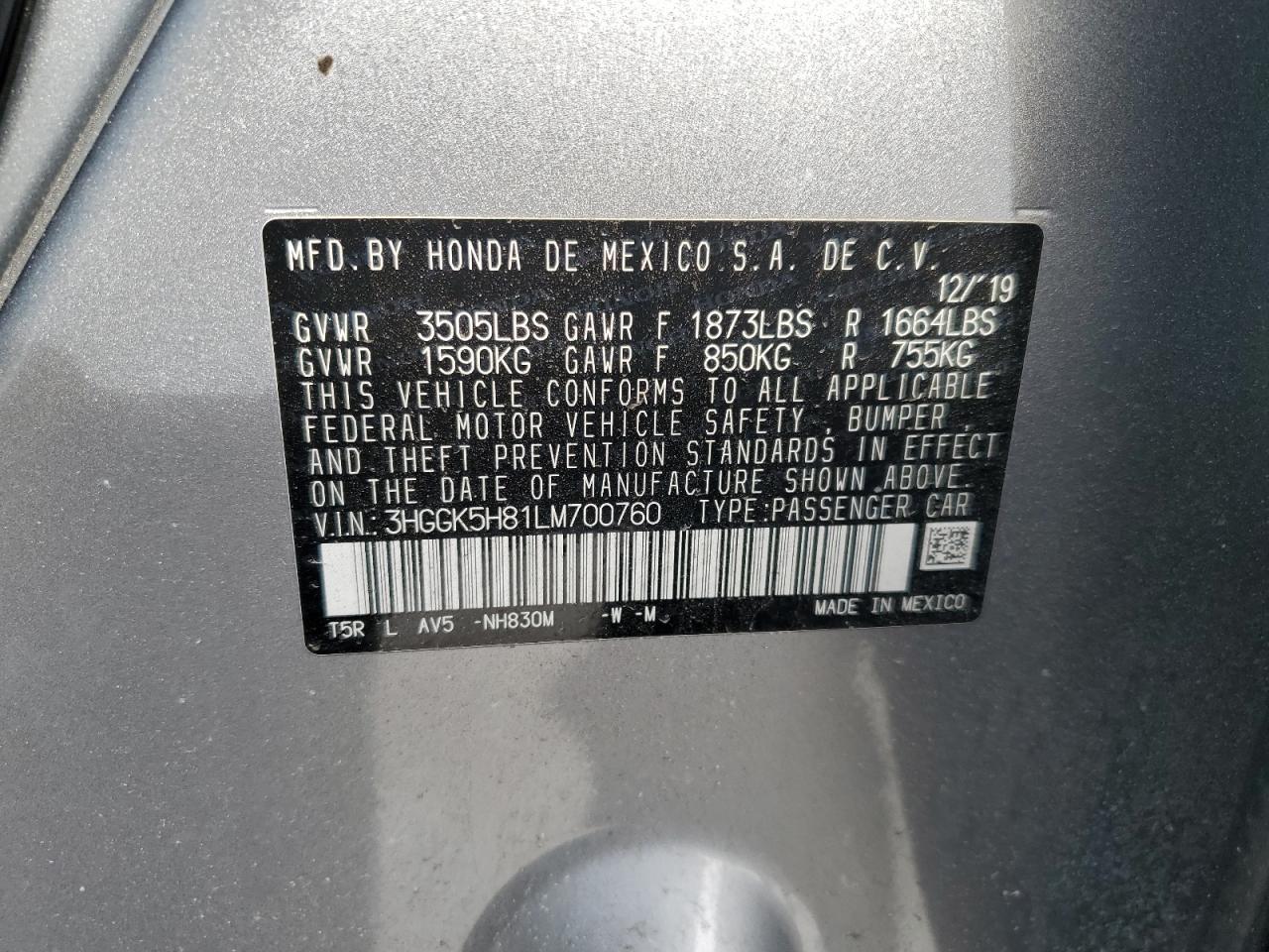 2020 Honda Fit VIN 3HGGK5H81LM700760 Copart auction photo, front end damage thumbnail 12