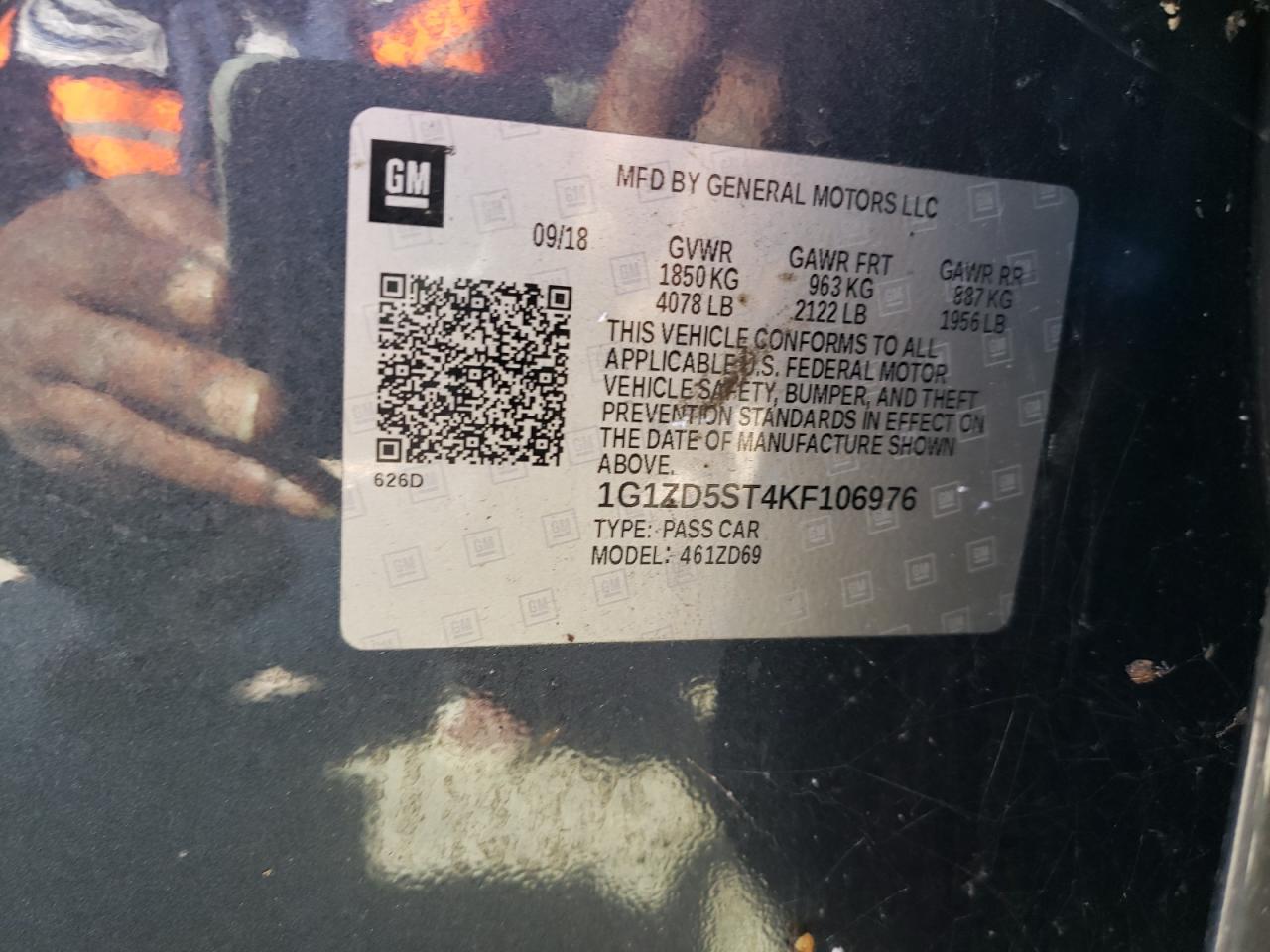 2019 Chevrolet Malibu VIN 1G1ZD5ST4KF106976 Copart auction photo, side / rear end damage thumbnail 14