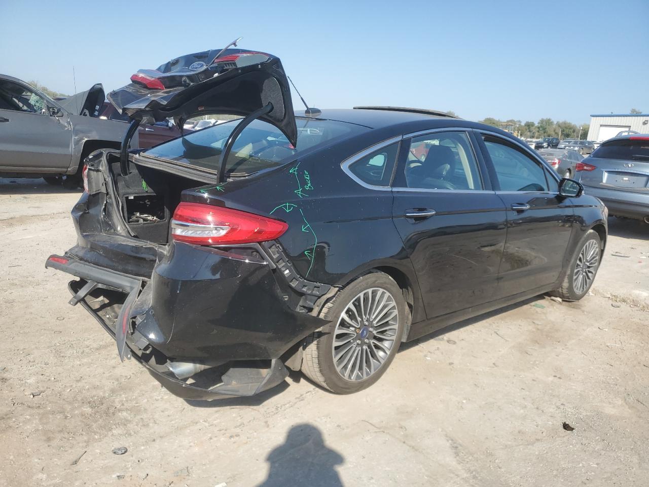 2017 Ford Fusion VIN 3FA6P0LU8HR399570 Copart auction photo, rear end / minor dent/scratches damage thumbnail 3