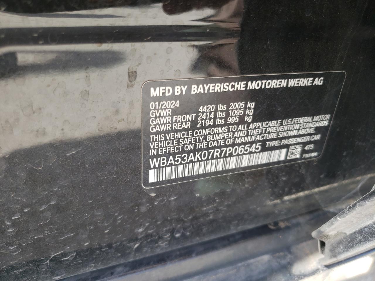 2024 BMW 2er VIN WBA53AK07R7P06545 Copart auction photo, front end damage thumbnail 12