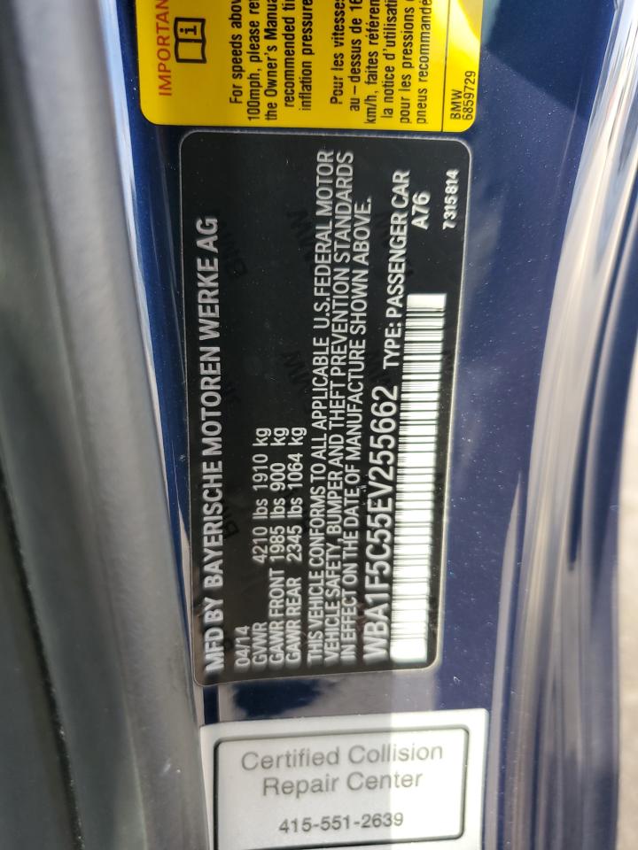 2014 BMW 2er VIN WBA1F5C55EV255662 Copart auction photo, all over damage thumbnail 13