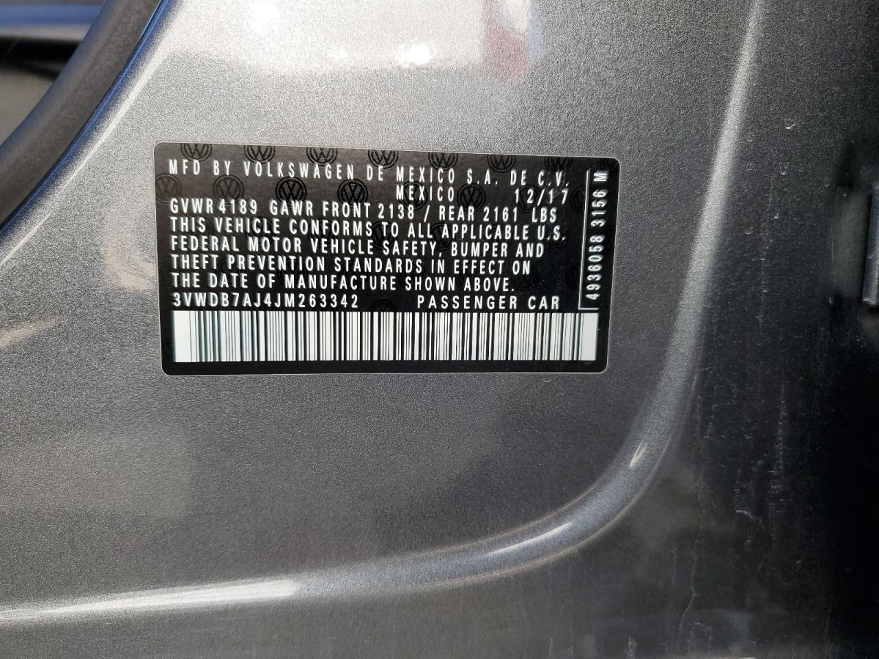 2018 Volkswagen Jetta VIN 3VWDB7AJ4JM263342 Copart auction photo, front end damage thumbnail 15