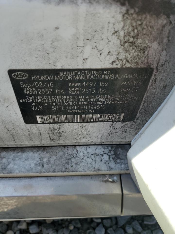 2017 Hyundai Sonata VIN 5NPE34AF1HH494519 Copart auction photo, all over damage thumbnail 12
