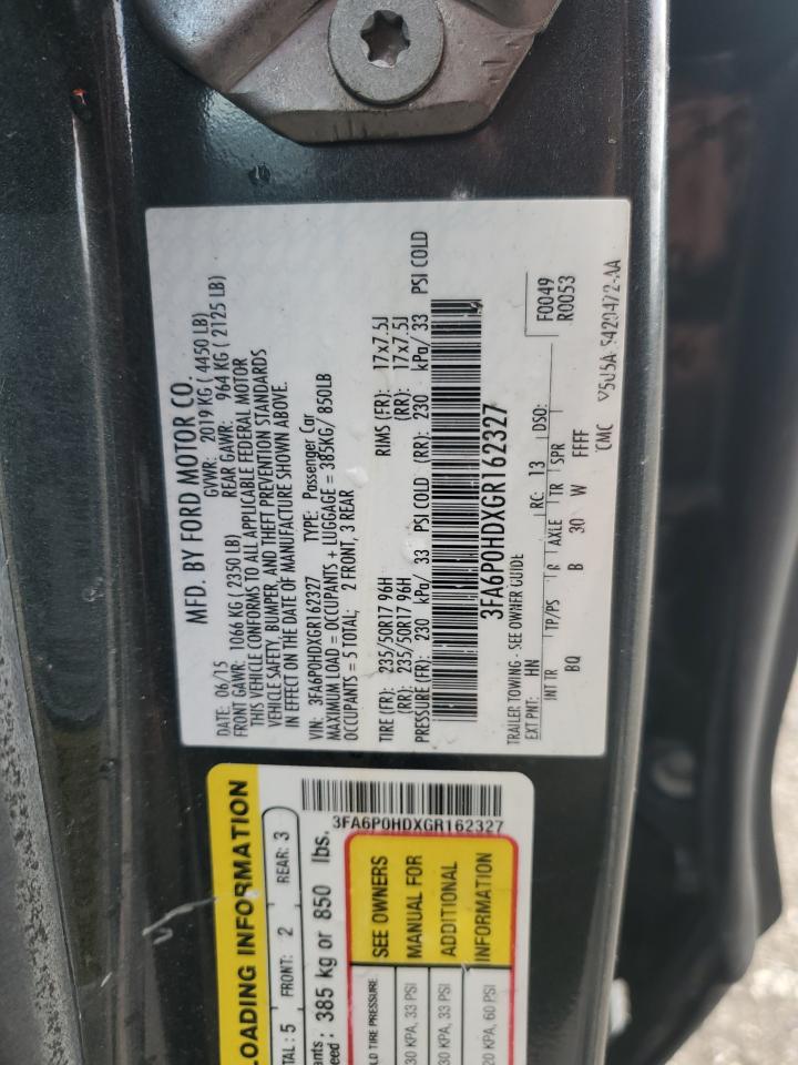 2016 Ford Fusion VIN 3FA6P0HDXGR162327 Copart auction photo, undercarriage / side damage thumbnail 14
