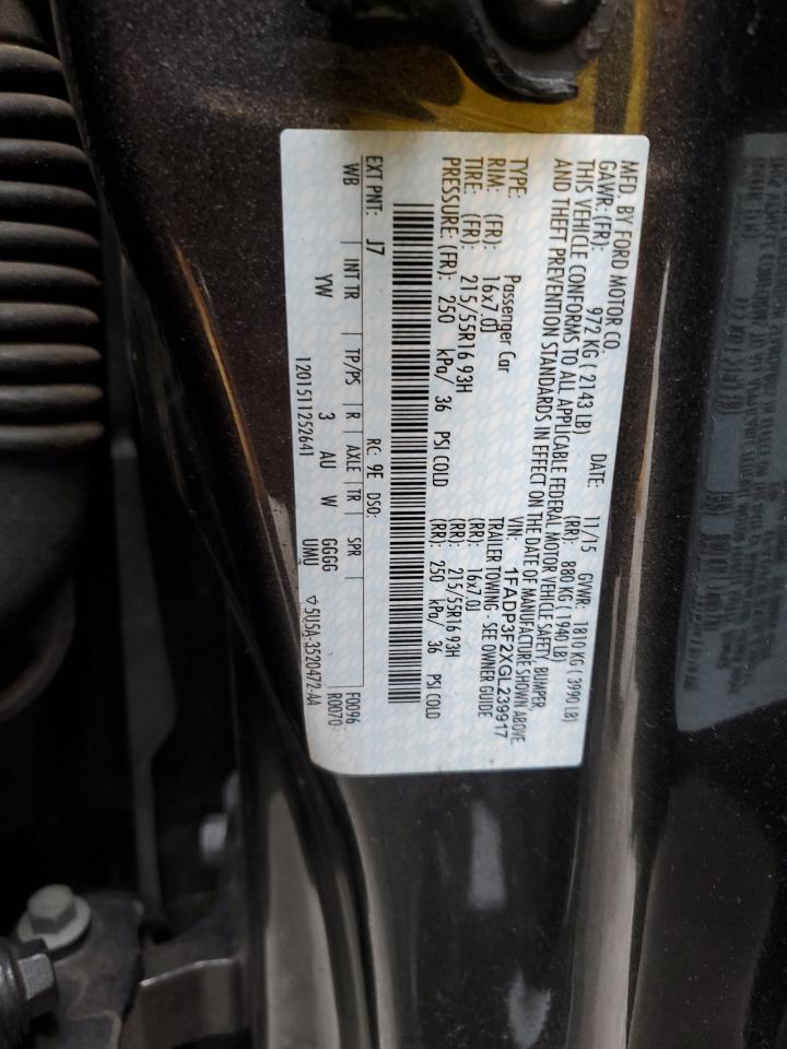 2016 Ford Focus VIN 1FADP3F2XGL239917 Copart auction photo, front end damage thumbnail 12