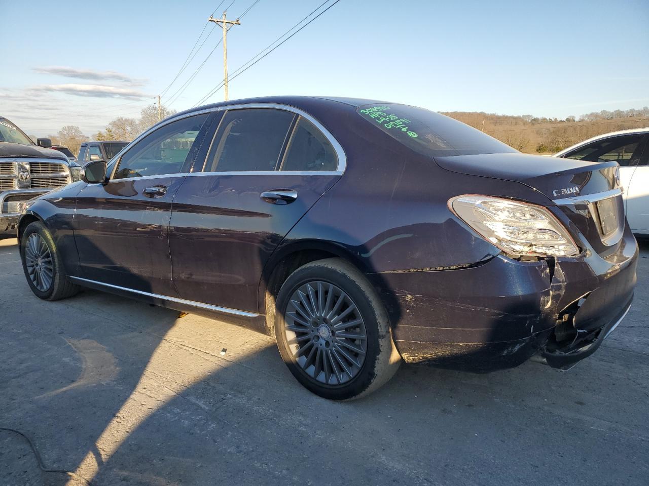 2015 Mercedes-Benz C-klasse VIN 55SWF4KB1FU017591 Copart auction photo, rear end / side damage thumbnail 2