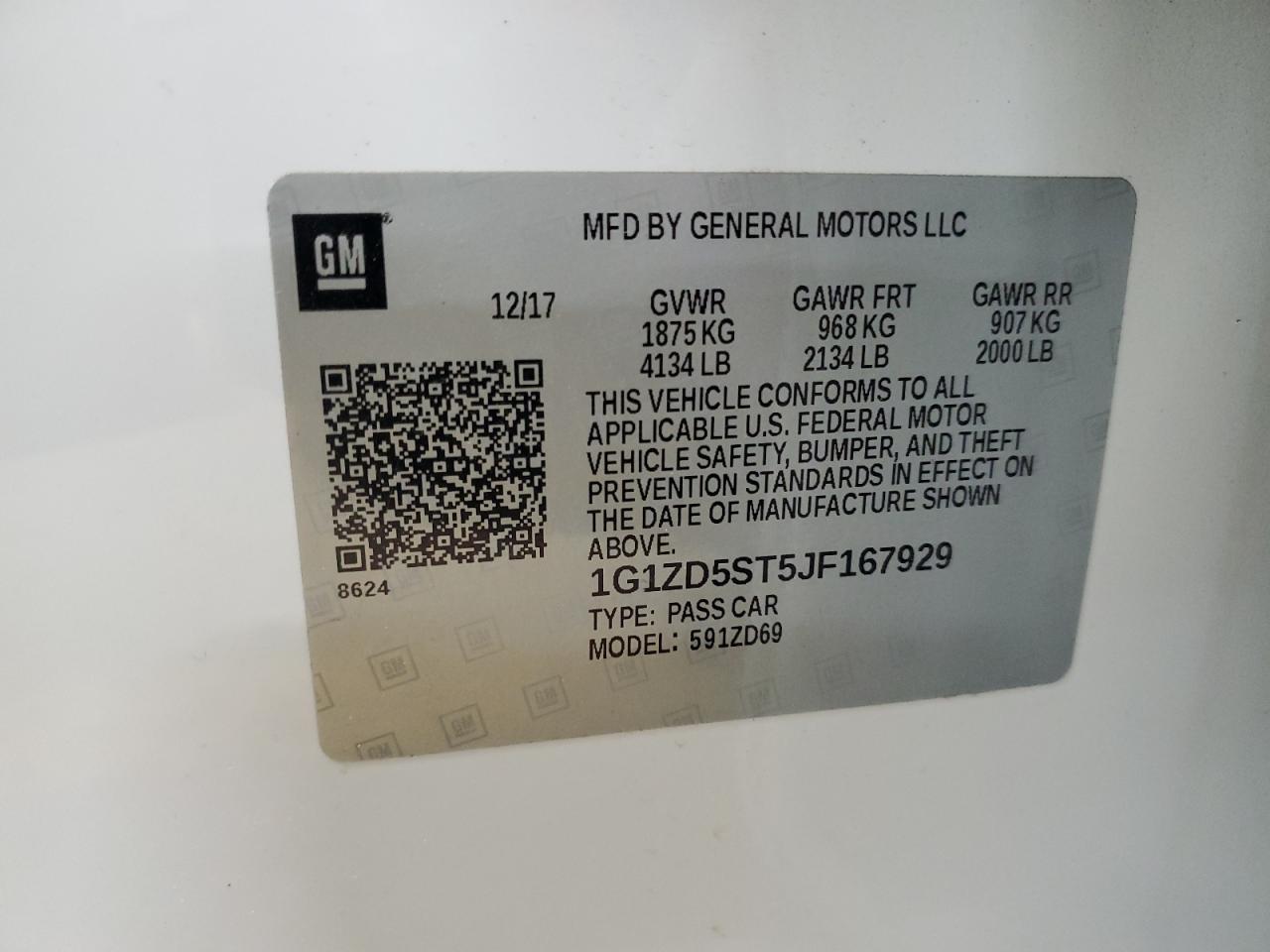 2018 Chevrolet Malibu VIN 1G1ZD5ST5JF167929 Copart auction photo, front end / rejected repair damage thumbnail 14