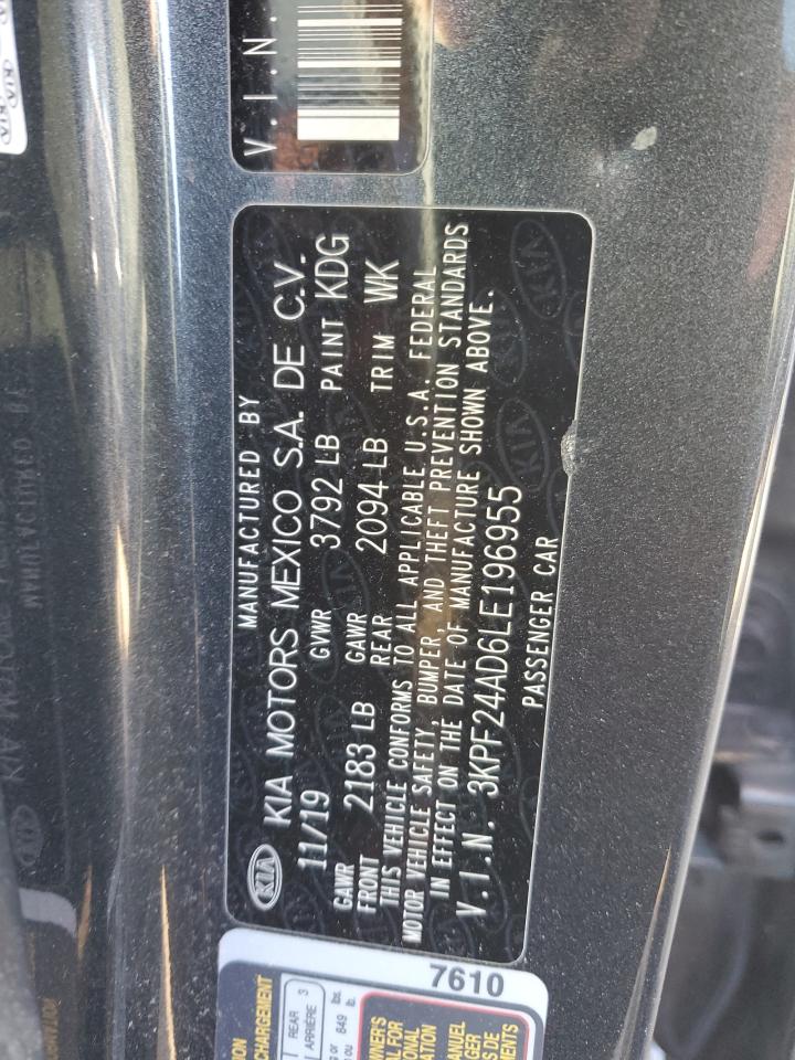 2020 KIA Forte VIN 3KPF24AD6LE196955 Copart auction photo, rear end damage thumbnail 12