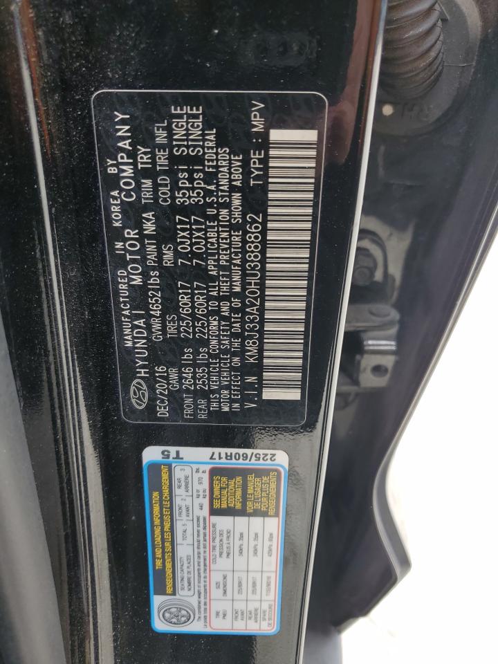 2017 Hyundai Tucson VIN KM8J33A20HU388862 Copart auction photo, front end damage thumbnail 14