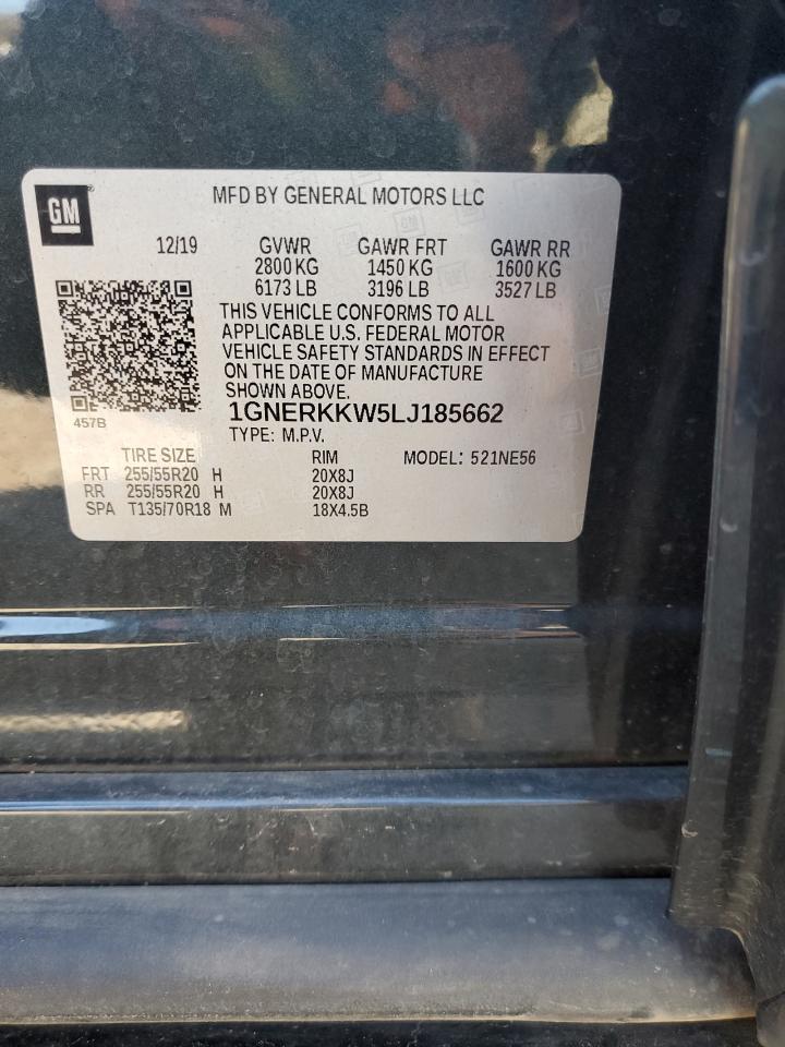 2020 Chevrolet Traverse VIN 1GNERKKW5LJ185662 Copart auction photo, rear end damage thumbnail 15