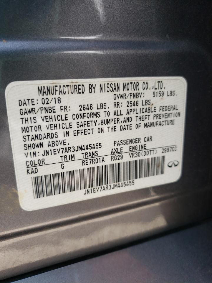 2018 Infiniti Q50 VIN JN1EV7AR3JM445455 Copart auction photo, all over damage thumbnail 12