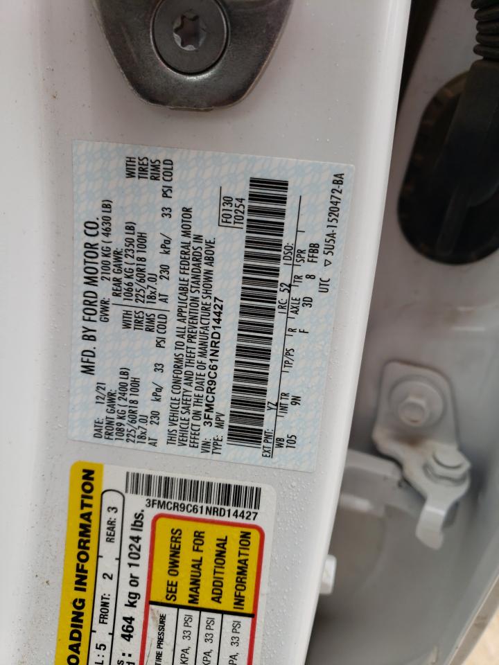 2022 Ford Bronco VIN 3FMCR9C61NRD14427 Copart auction photo, rear end / side damage thumbnail 13