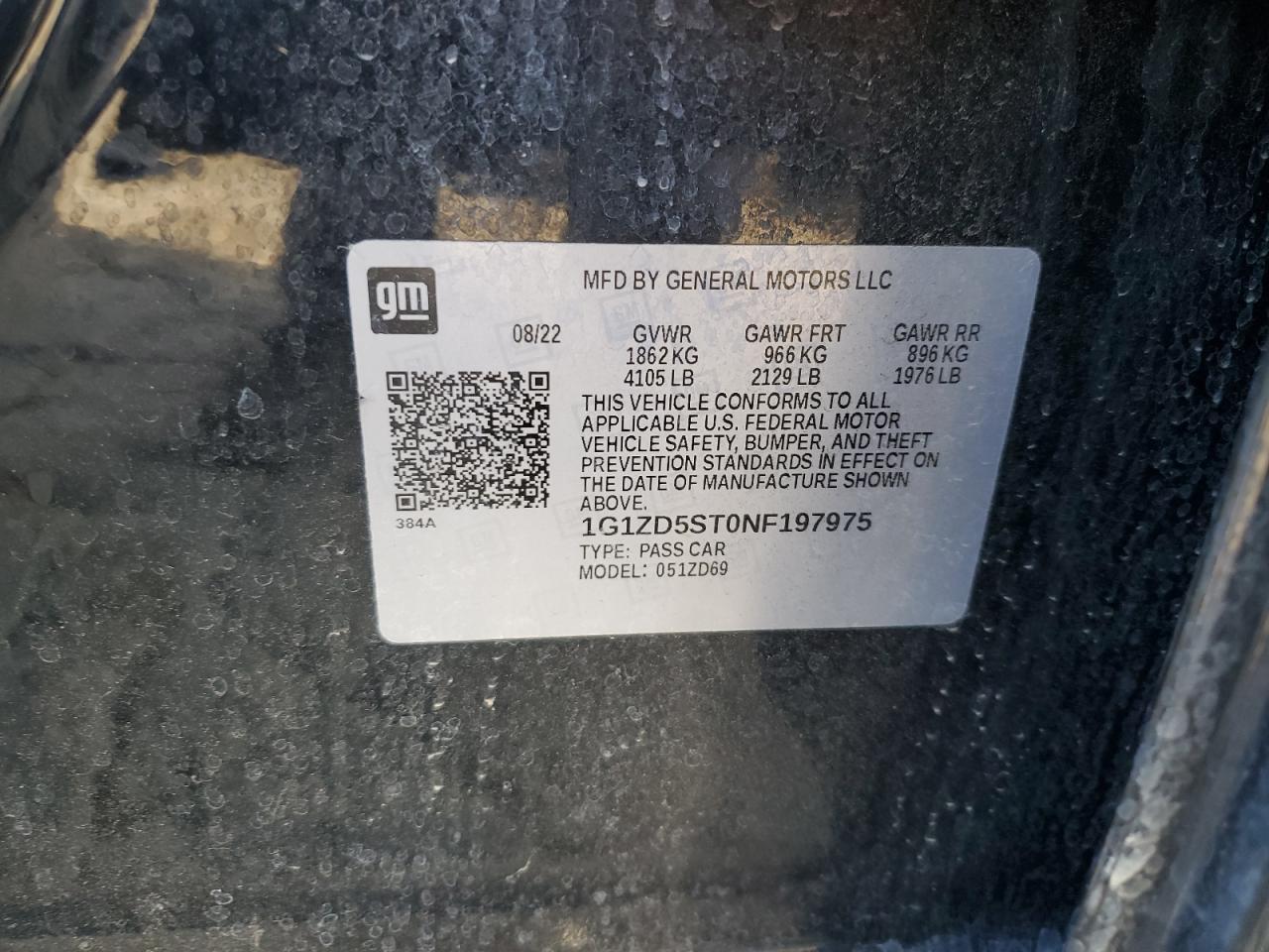 2022 Chevrolet Malibu VIN 1G1ZD5ST0NF197975 Copart auction photo, front end / side damage thumbnail 13