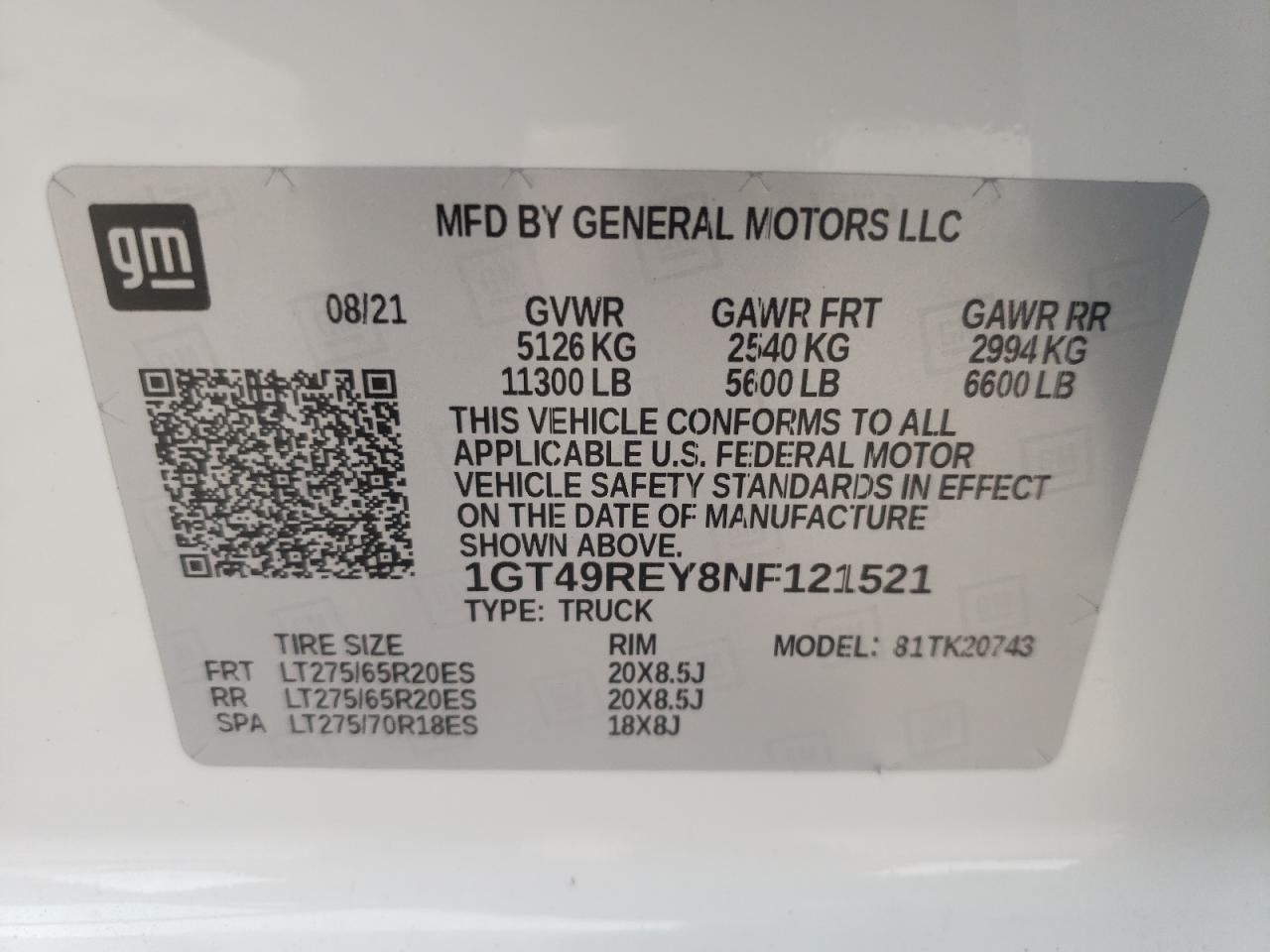 2022 GMC Sierra VIN 1GT49REY8NF121521 Copart auction photo, front end / undercarriage damage thumbnail 13