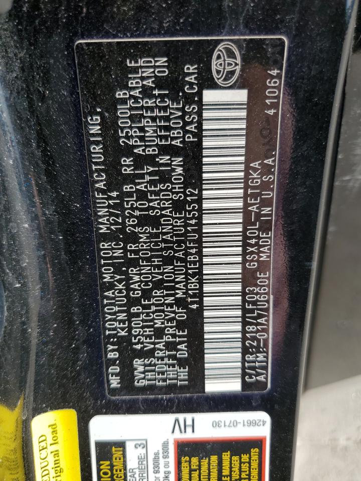 2015 Toyota Avalon VIN 4T1BK1EB4FU145512 Copart auction photo, front end / hail damage thumbnail 15