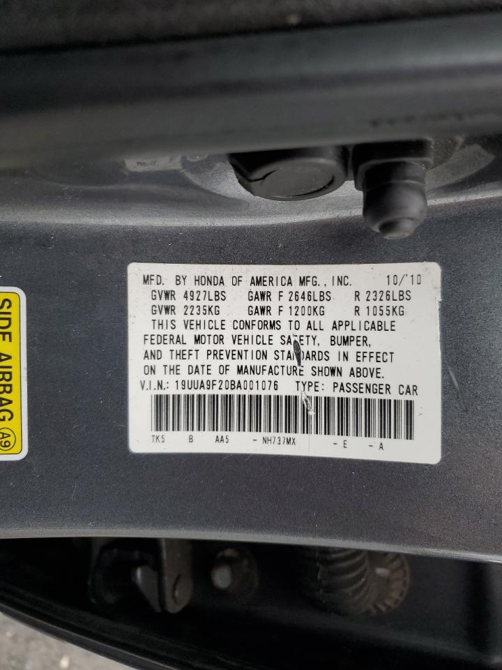 2011 Acura TL VIN 19UUA9F20BA001076 Copart auction photo, front end / minor dent/scratches damage thumbnail 12