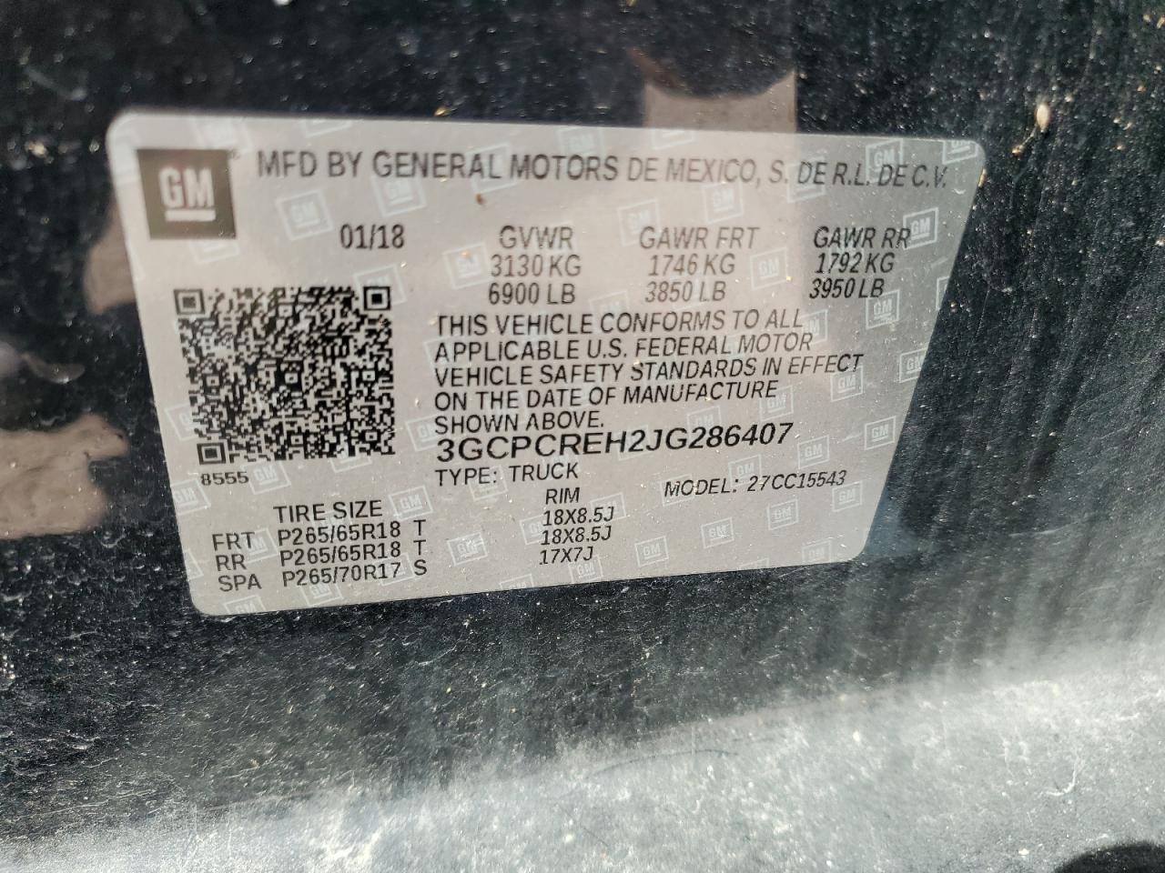 2018 Chevrolet Silverado VIN 3GCPCREH2JG286407 Copart auction photo, water/flood damage thumbnail 13
