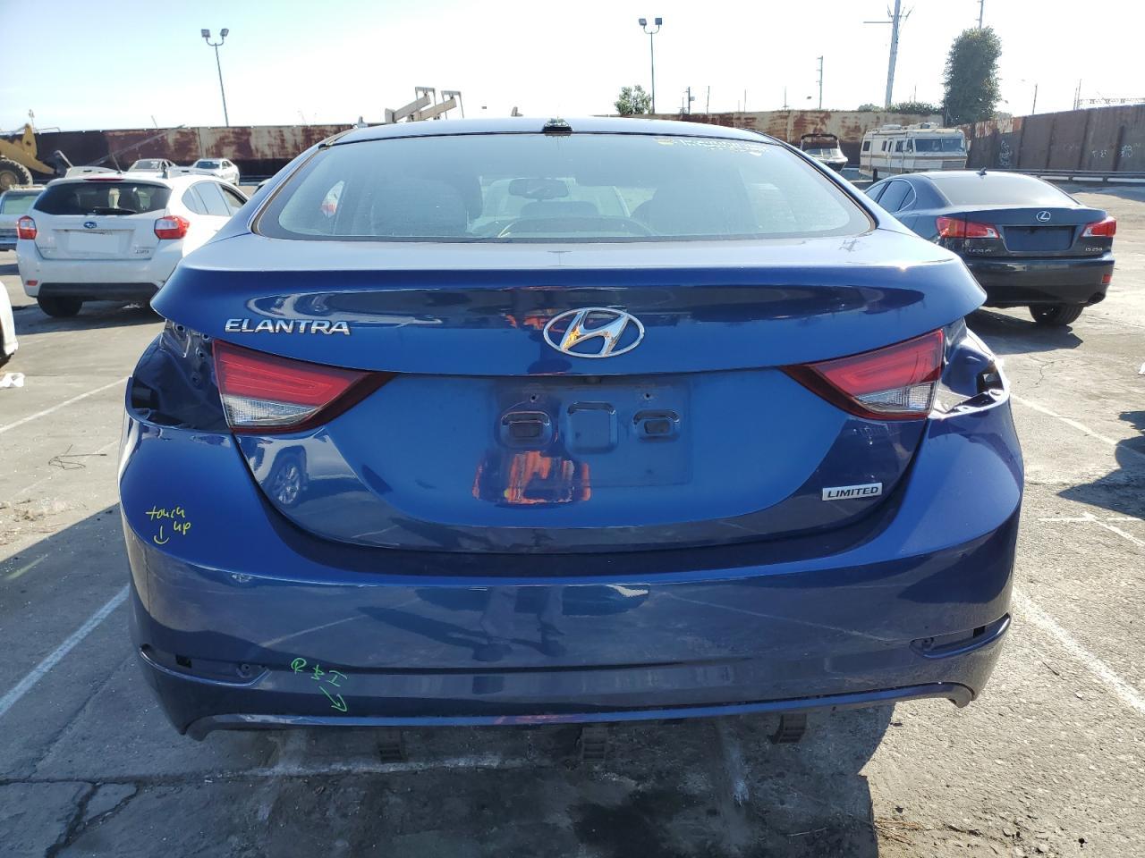 2016 Hyundai Elantra VIN 5NPDH4AE2GH783766 Copart auction photo, rear end / side damage thumbnail 6