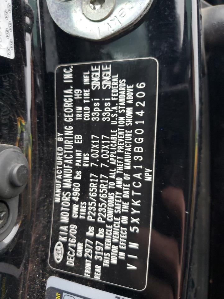 2011 KIA Sorento VIN 5XYKTCA13BG014206 Copart auction photo, front end damage thumbnail 15
