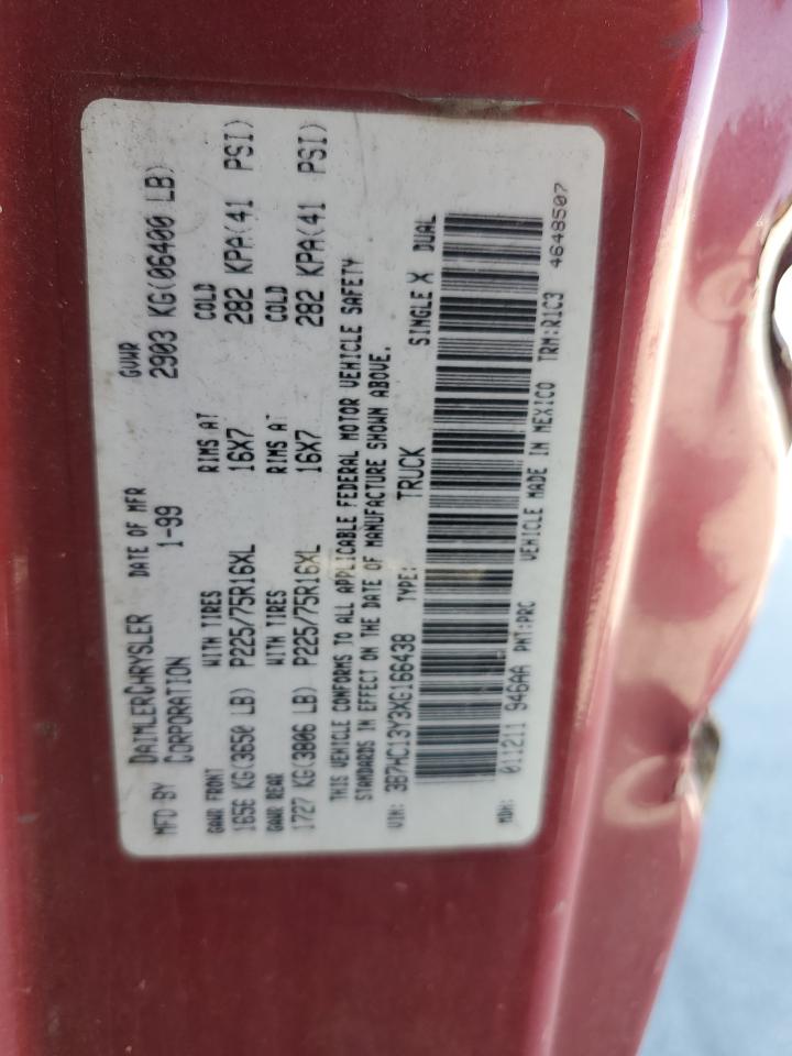 1999 Dodge RAM VIN 3B7HC13Y3XG166438 Copart auction photo, front end / side damage thumbnail 12