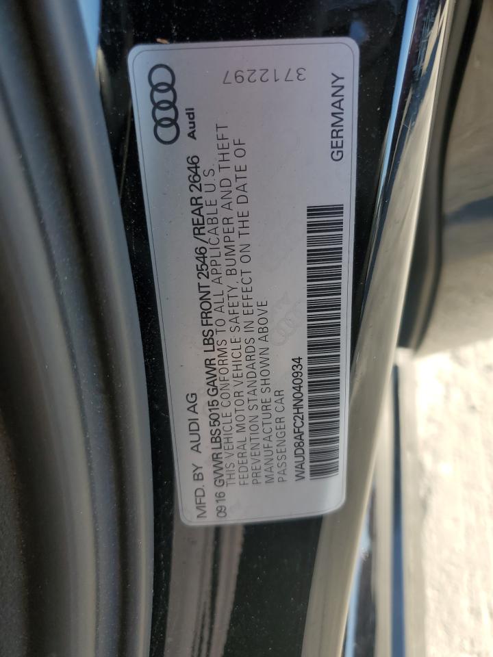 2017 Audi A6 VIN WAUD8AFC2HN040934 Copart auction photo, front end damage thumbnail 14