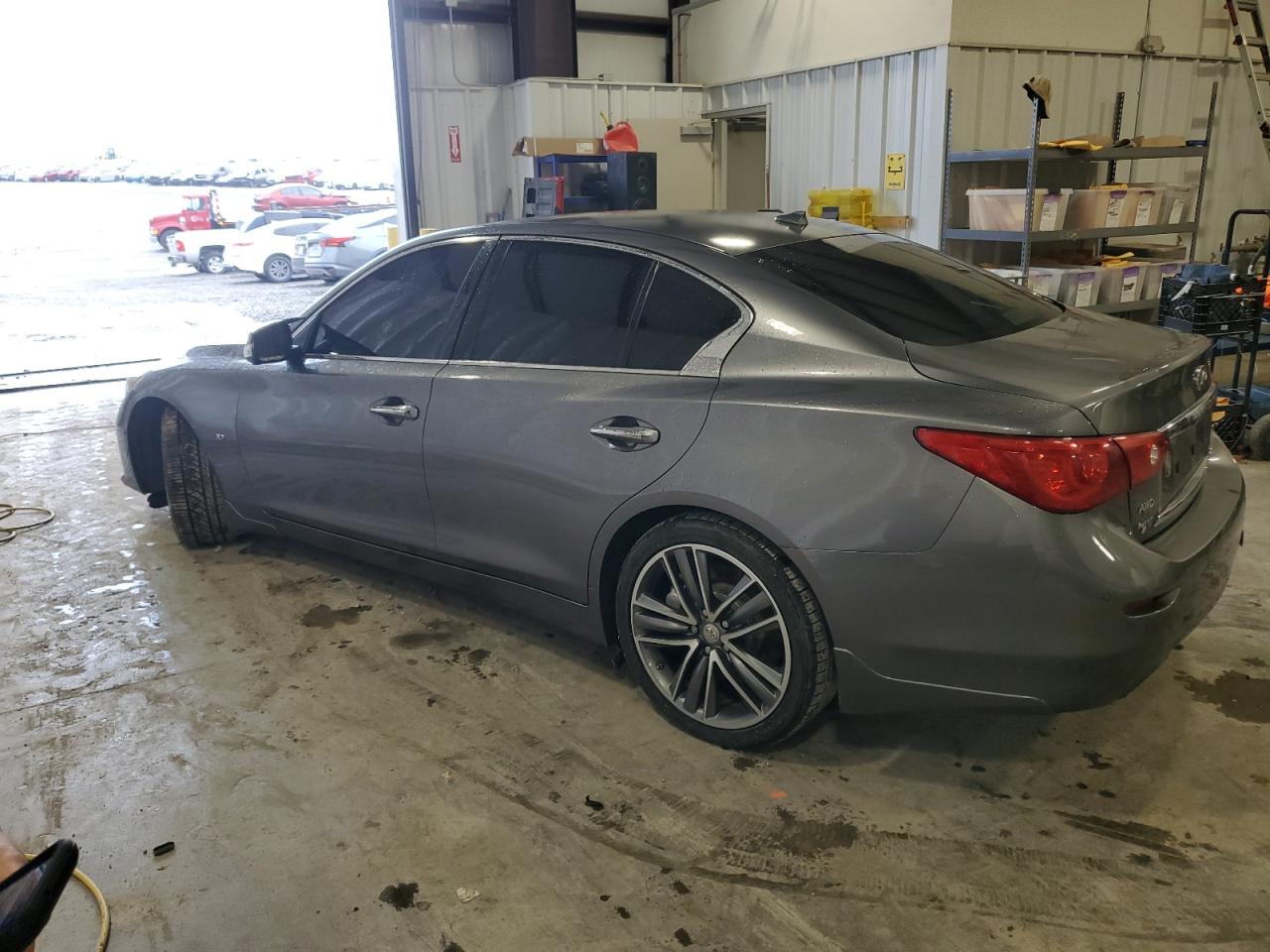 2014 Infiniti Q50 VIN JN1BV7AR6EM697158 Copart auction photo, front end / side damage thumbnail 2