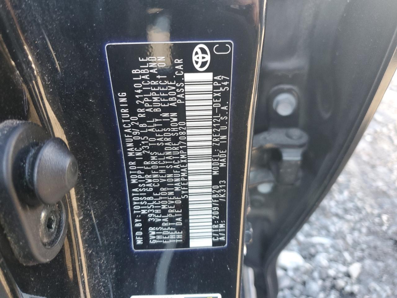 2021 Toyota Corolla VIN 5YFEPMAEXMP170820 Copart auction photo, front end damage thumbnail 12