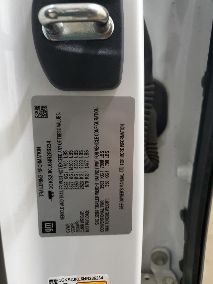2022 GMC Yukon VIN 1GKS2JKL6NR286234 Copart auction photo, side damage thumbnail 13