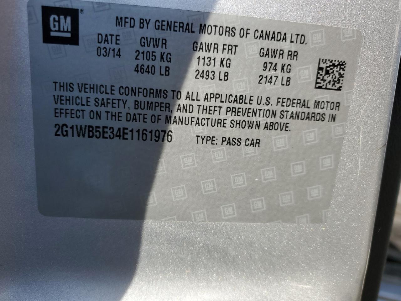 2014 Chevrolet Impala VIN 2G1WB5E34E1161976 Copart auction photo, rear end / mechanical damage thumbnail 12