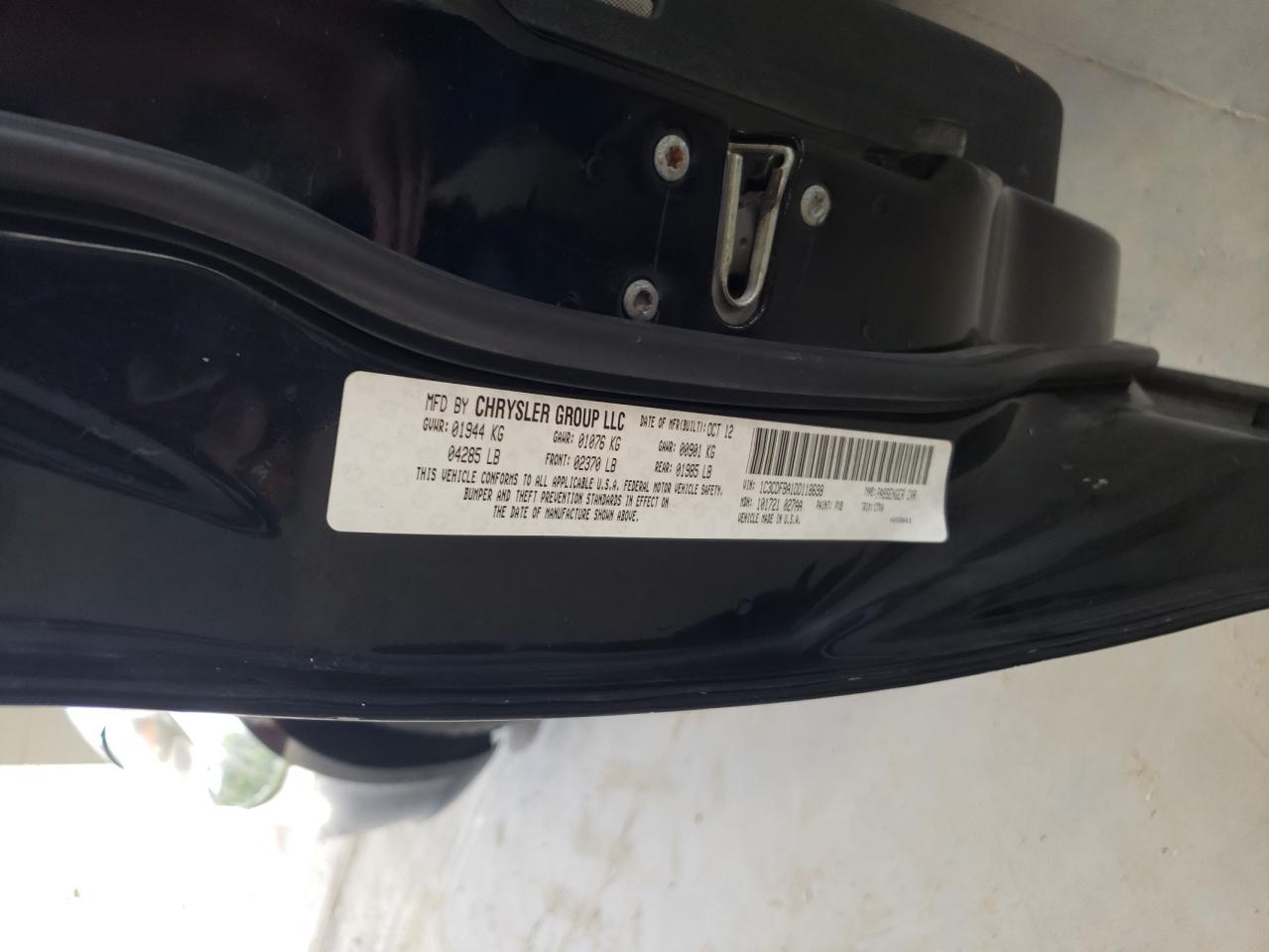 2013 Dodge Dart VIN 1C3CDFBA1DD118698 Copart auction photo, water/flood / rear end damage thumbnail 13