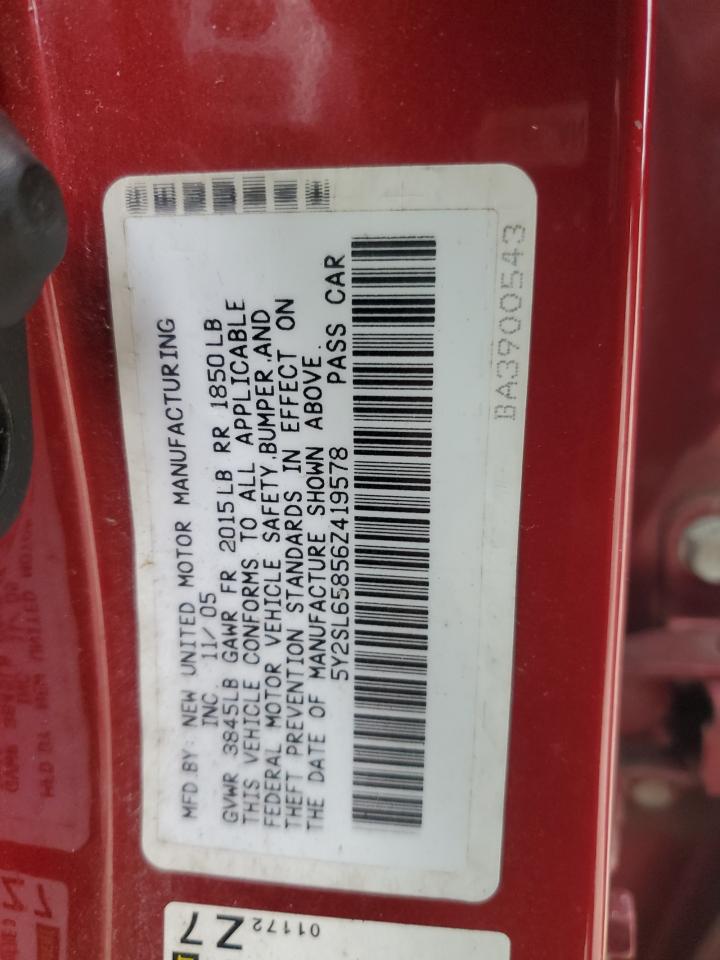 2006 Pontiac Vibe VIN 5Y2SL65856Z419578 Copart auction photo, front end / minor dent/scratches damage thumbnail 12