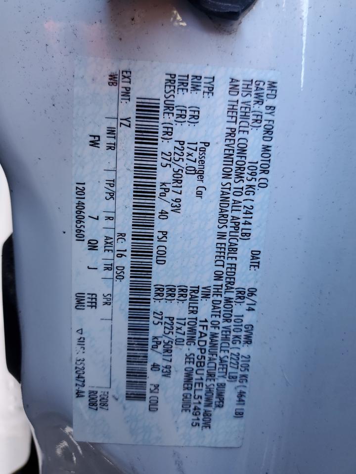 2014 Ford C-MAX VIN 1FADP5BU1EL514915 Copart auction photo, front end / undercarriage damage thumbnail 16
