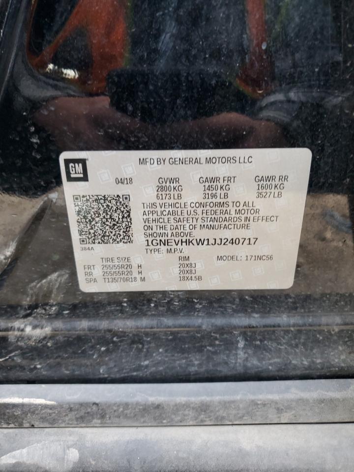 2018 Chevrolet Traverse VIN 1GNEVHKW1JJ240717 Copart auction photo, minor dent/scratches damage thumbnail 15