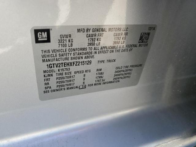 2015 GMC Sierra VIN 1GTV2TEHXFZ215129 Copart auction photo, rear end / minor dent/scratches damage thumbnail 12