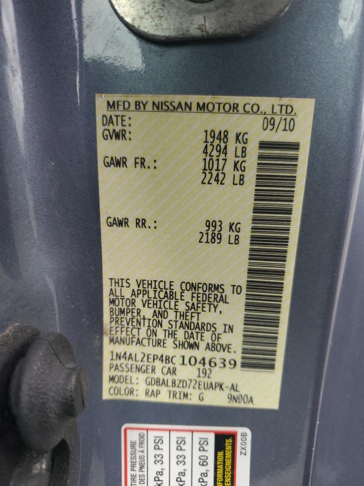 2011 Nissan Altima VIN 1N4AL2EP4BC104639 Copart auction photo, front end damage thumbnail 12