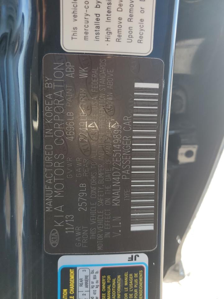 2014 KIA Cadenza VIN KNALN4D72E5149899 Copart auction photo, all over damage thumbnail 13