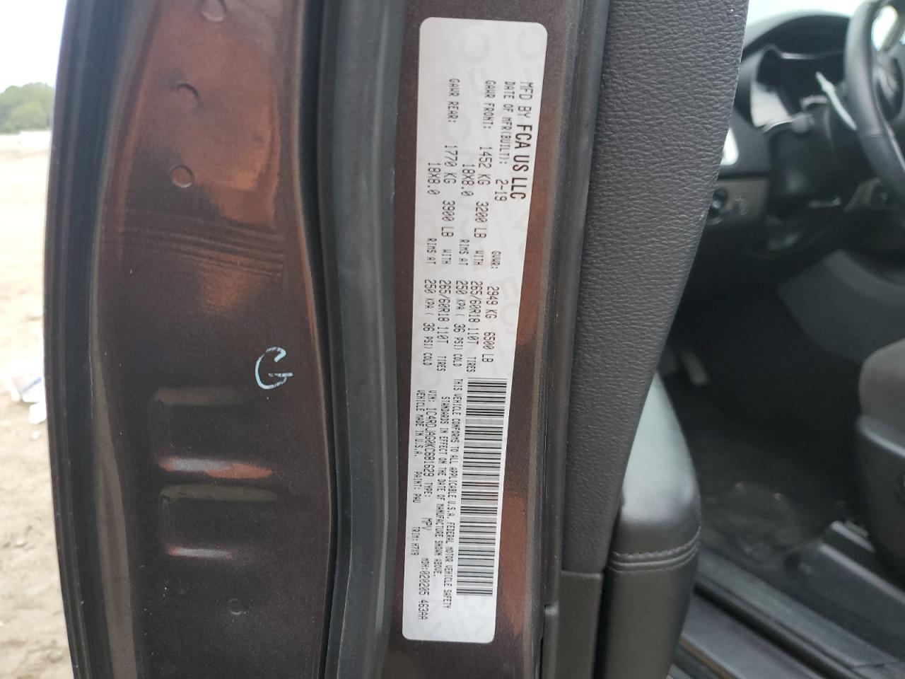 2019 Dodge Durango VIN 1C4RDJAG0KC681629 Copart auction photo, water/flood damage thumbnail 14