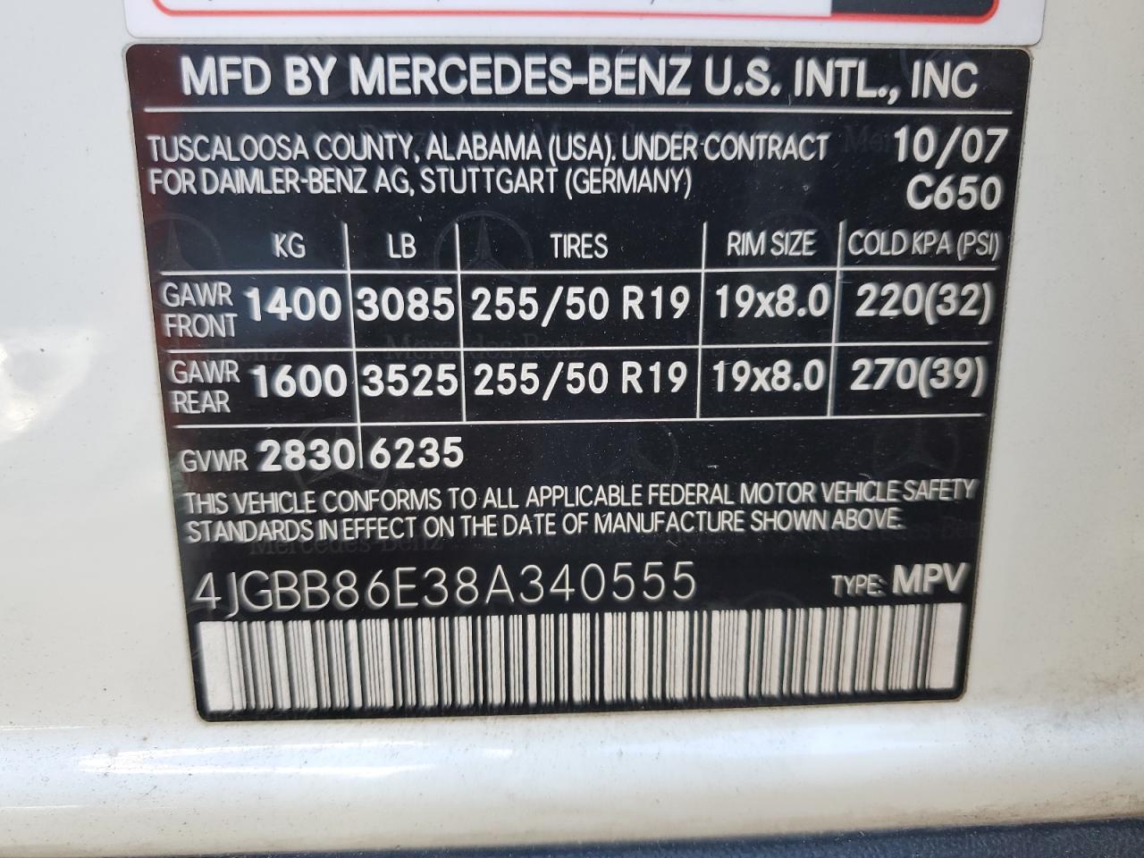 2008 Mercedes-Benz M-klasse VIN 4JGBB86E38A340555 Copart auction photo, front end damage thumbnail 13
