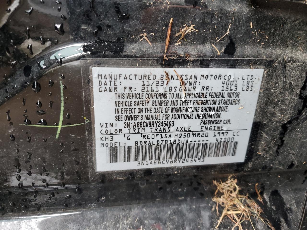 2024 Nissan Sentra VIN 3N1AB8CV8RY245493 Copart auction photo, all over damage thumbnail 12
